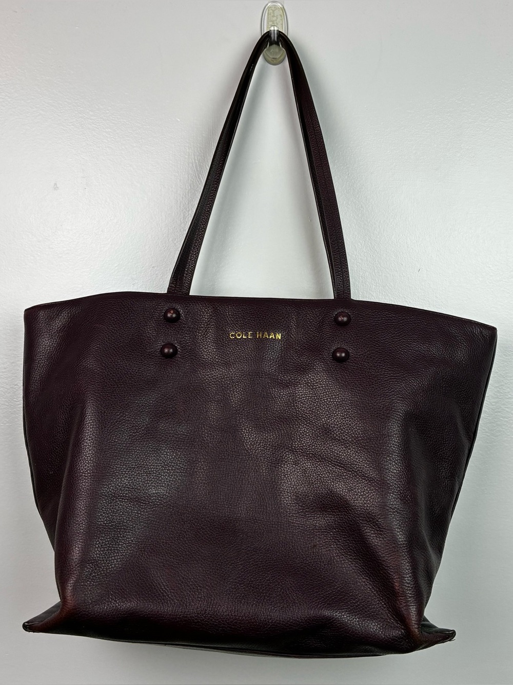 Cole Haan Plum-Colored Large Leather Tote Bag Purse